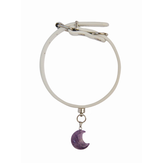 Moon Shape Amethyst Pendant Pet Collar