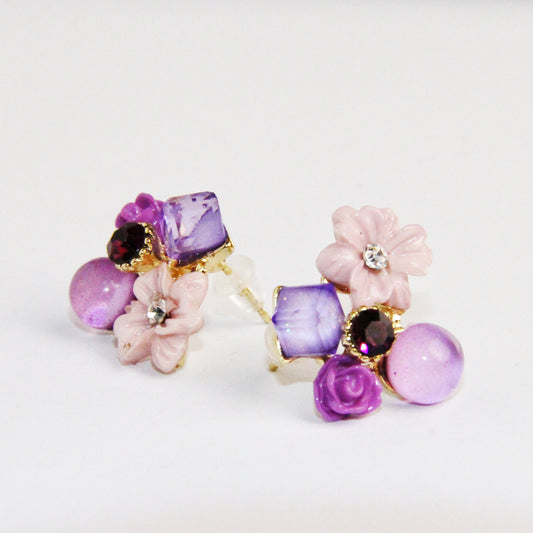 Amethyst Crystal Flower Earrings