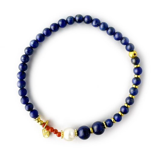 Lapis lazuli Bracelet With Red Agate Beads